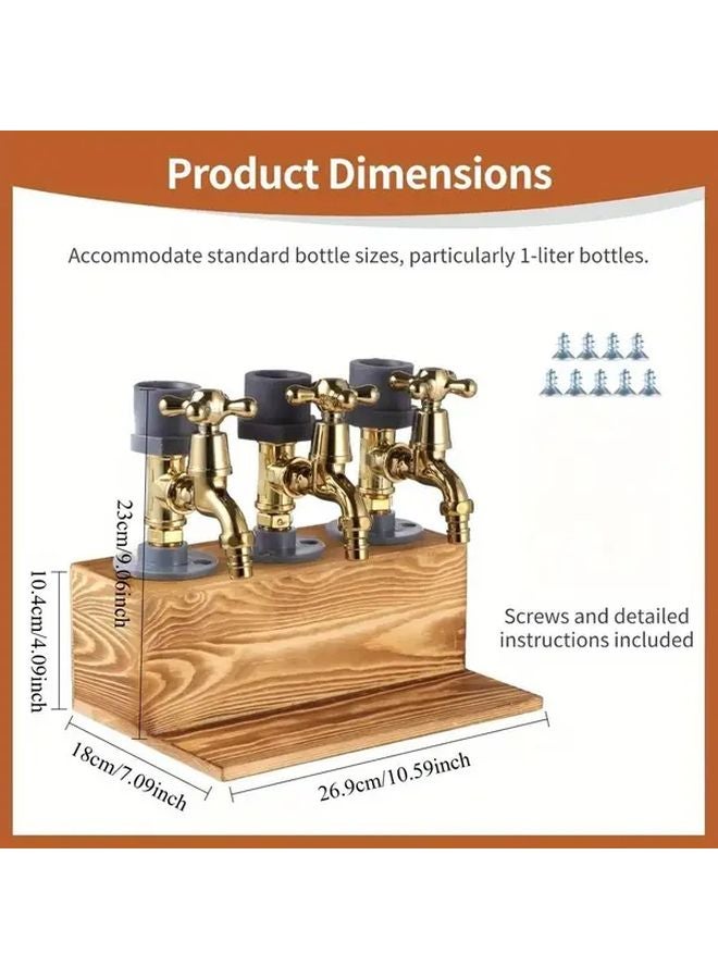 Dark Wood Grain Whiskey Dispenser With Double Outlet Rustic Bar Decor Gift - Image 3